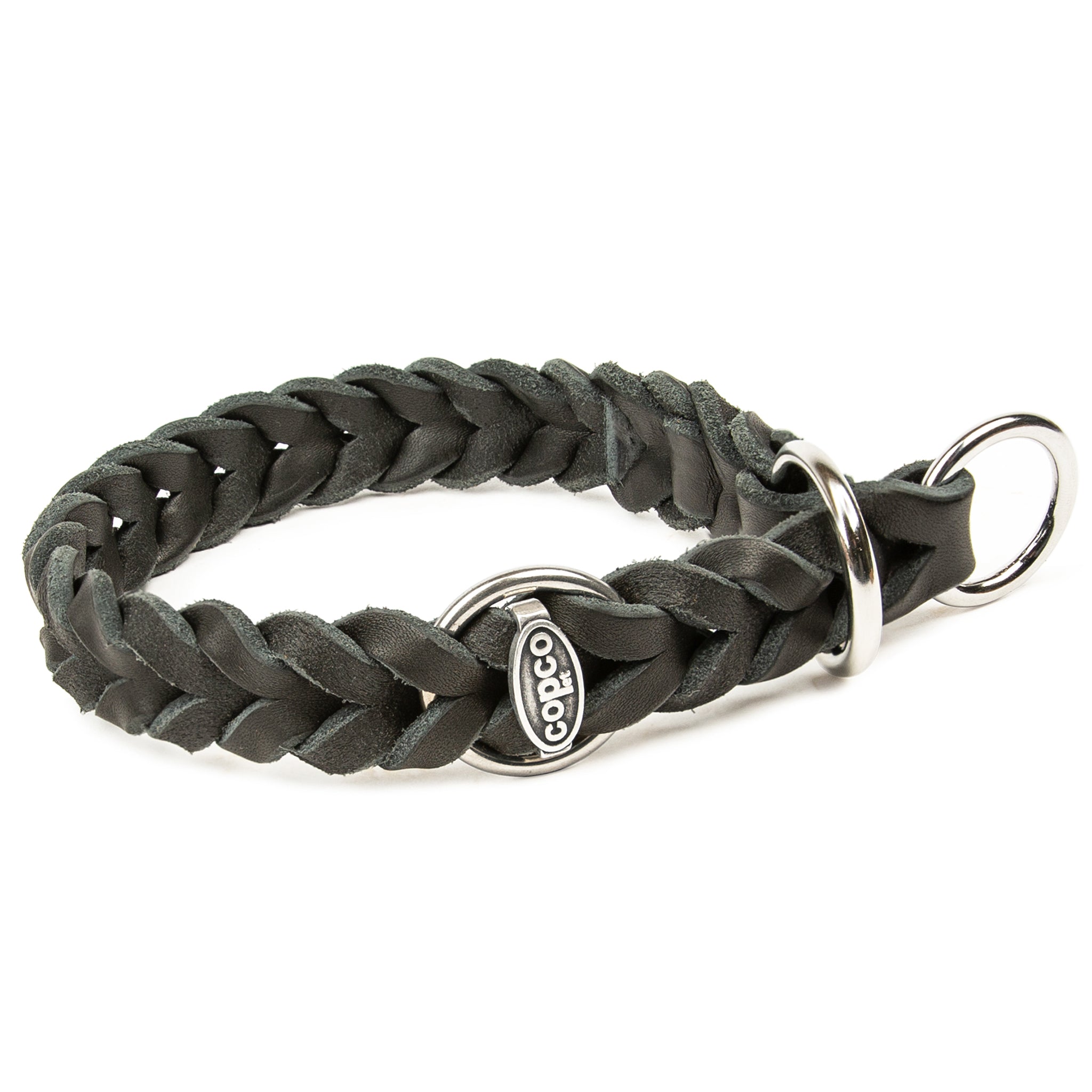 Zugstopp Halsband Hund – Würgehalsband Leder geflochten – CopcoPet