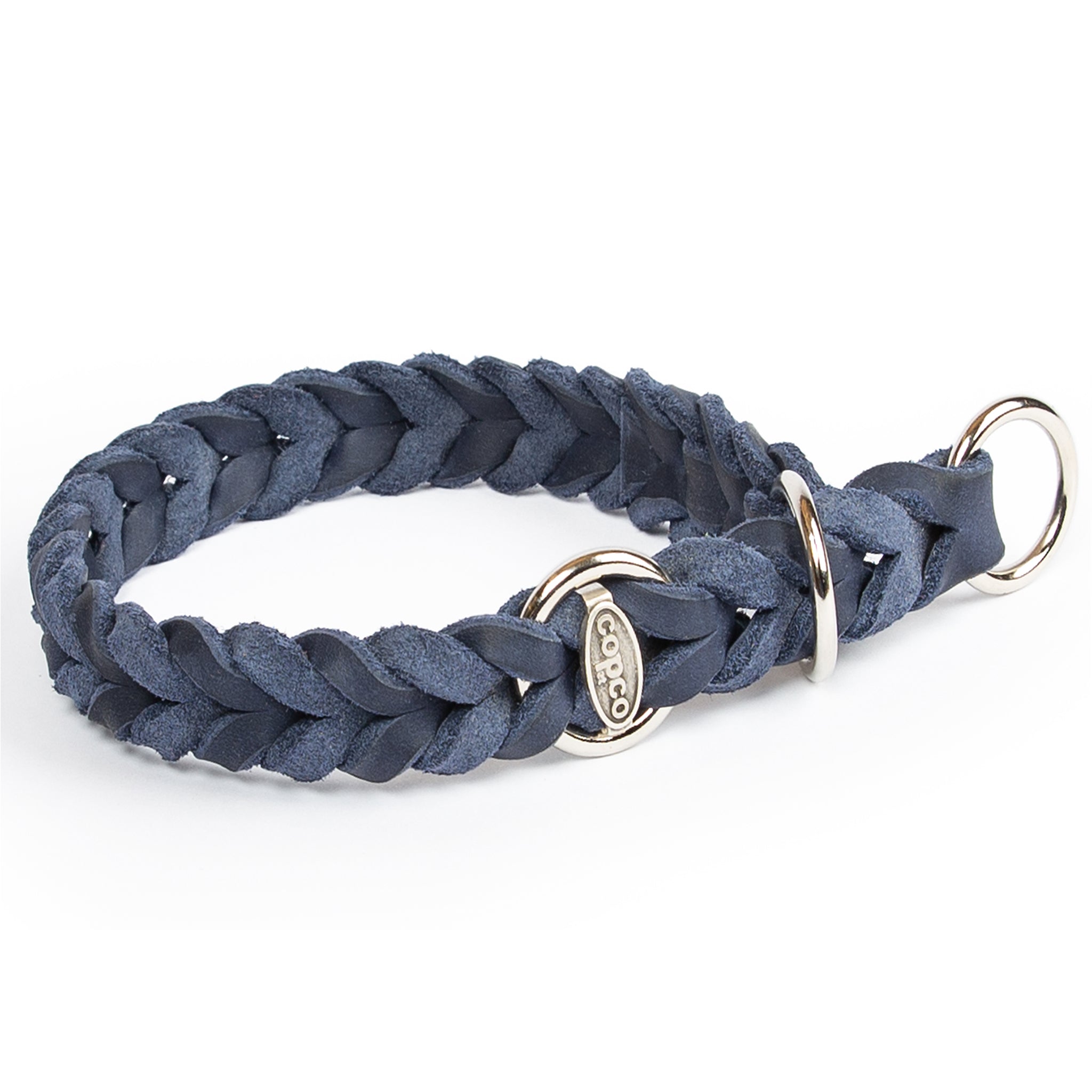 Zugstopp Halsband Hund – Fettlederhalsband geflochten mit Zugbegrenzung, handgefertigt
