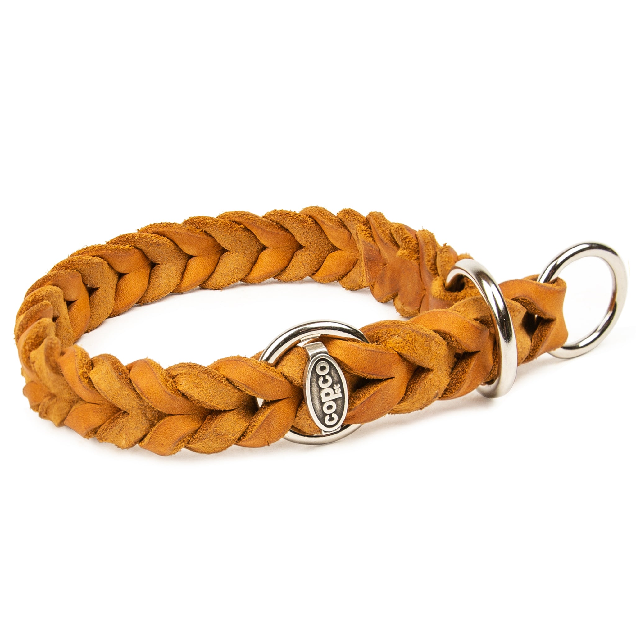 Zugstopp Halsband Hund – Fettlederhalsband geflochten mit Zugbegrenzung, handgefertigt