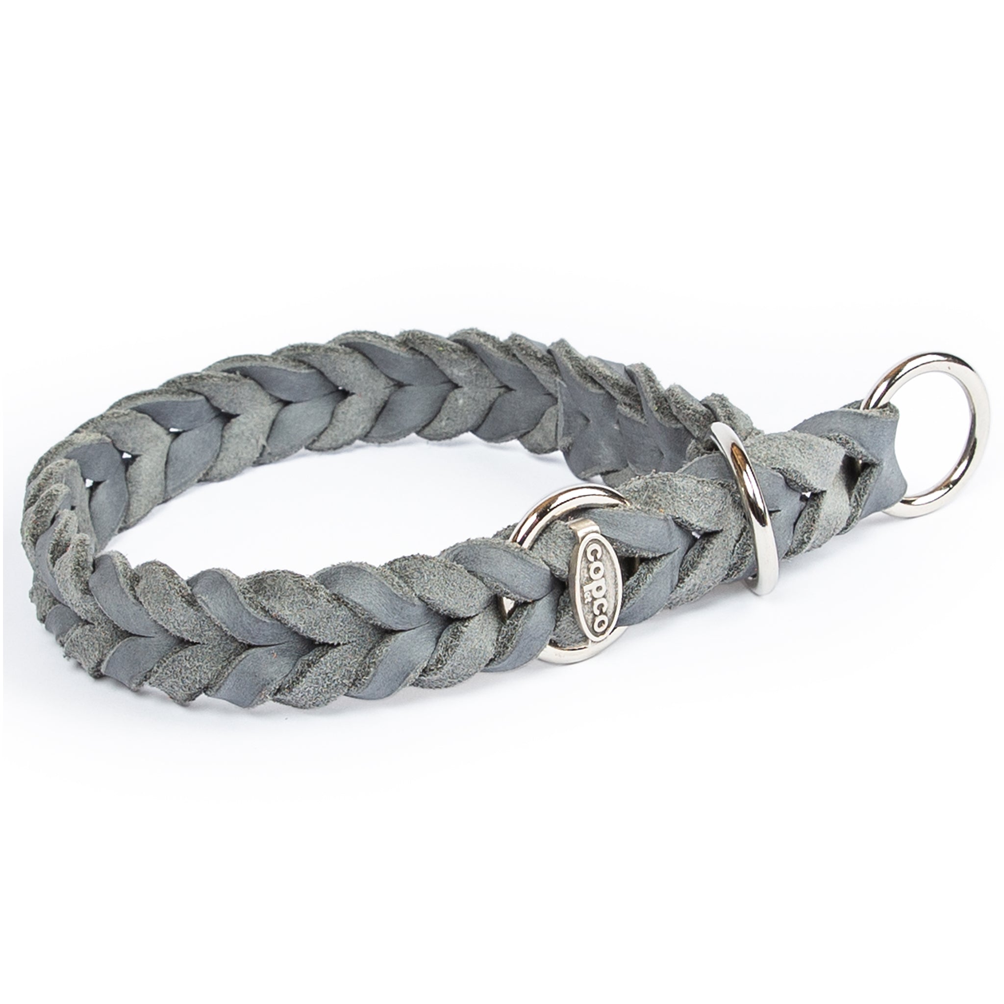 Zugstopp Halsband Hund – Fettlederhalsband geflochten mit Zugbegrenzung, handgefertigt