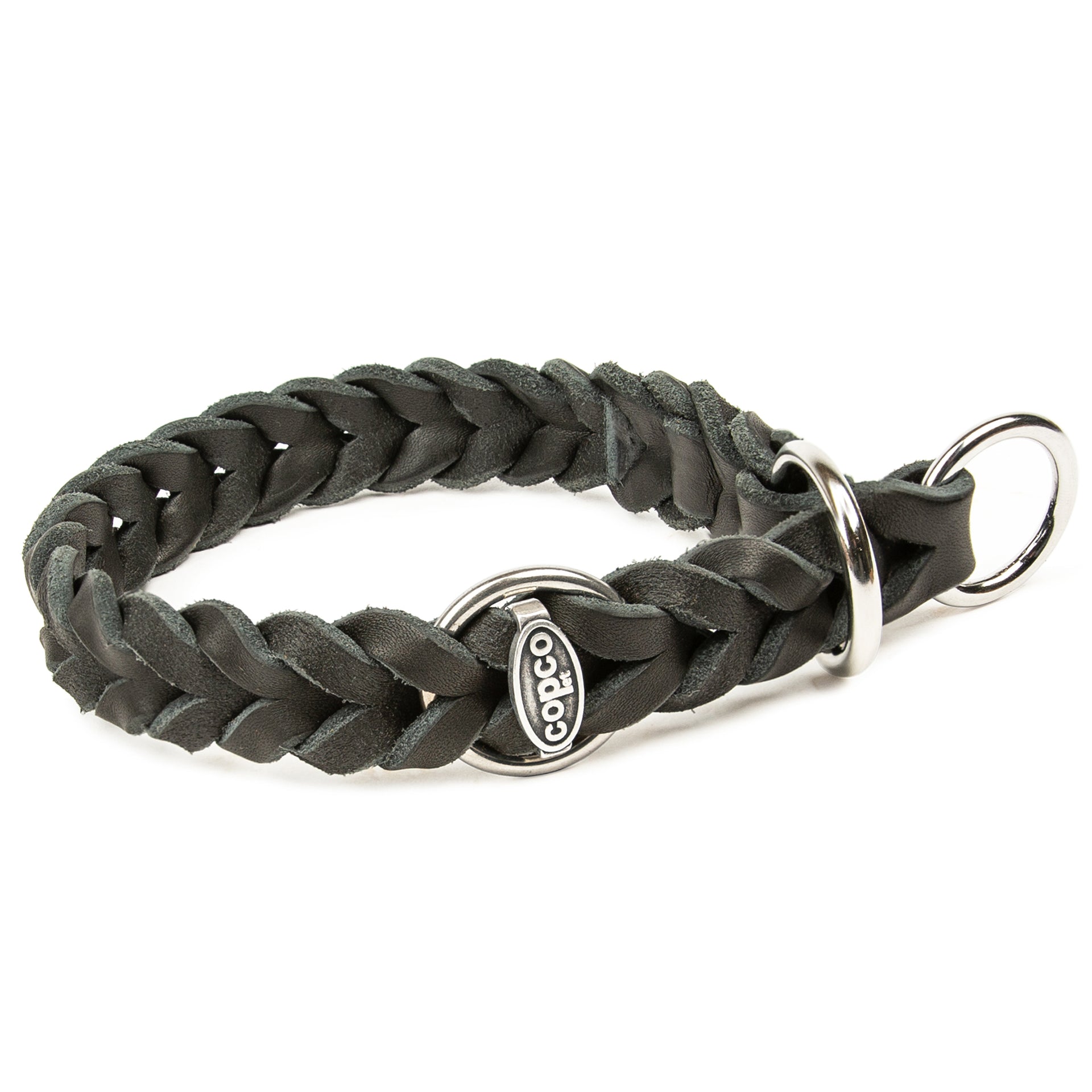 Zugstopp Halsband Hund – Würgehalsband Leder geflochten – CopcoPet