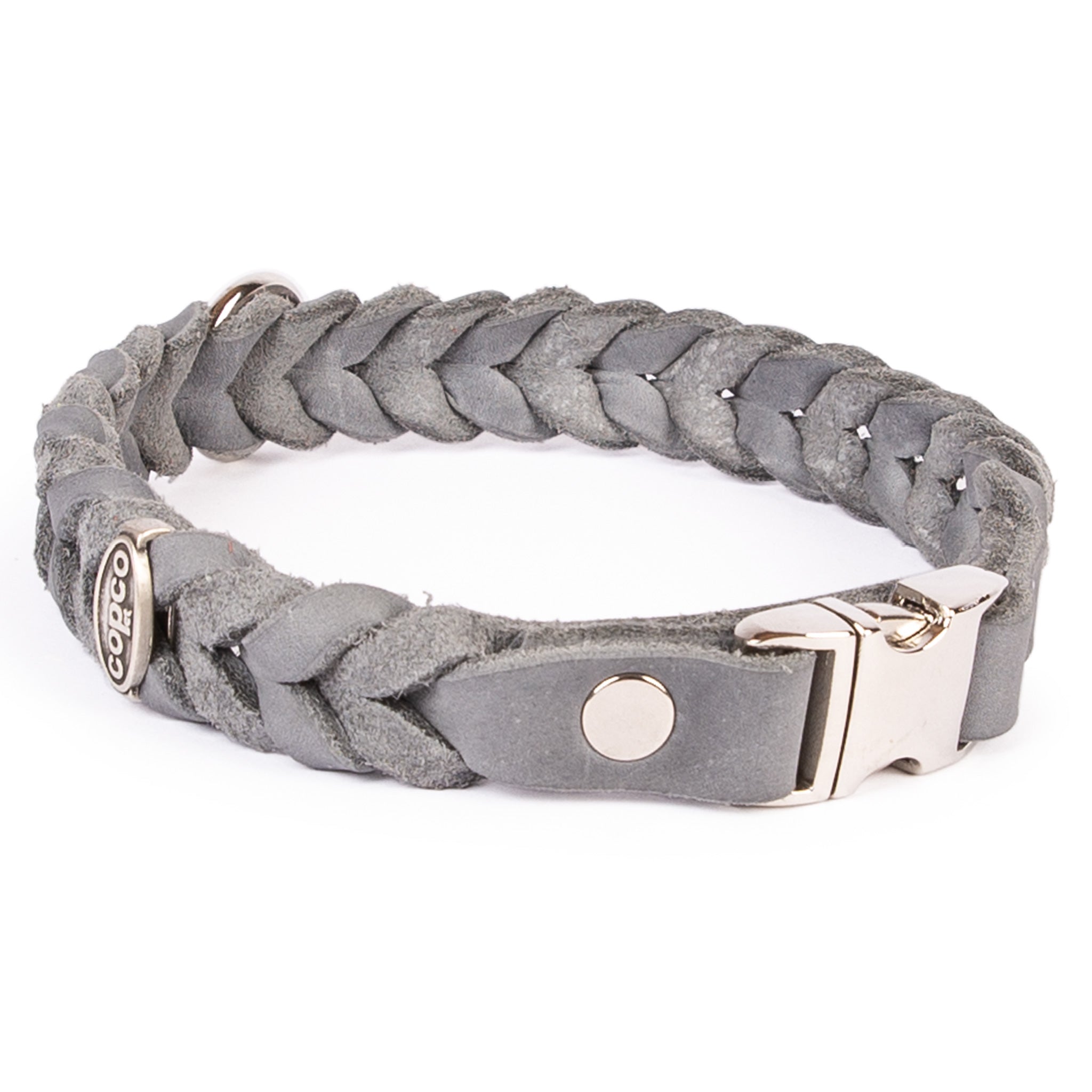 Lederhalsband Hund geflochten – Hundehalsband Leder mit Klickverschluss, handgefertigt