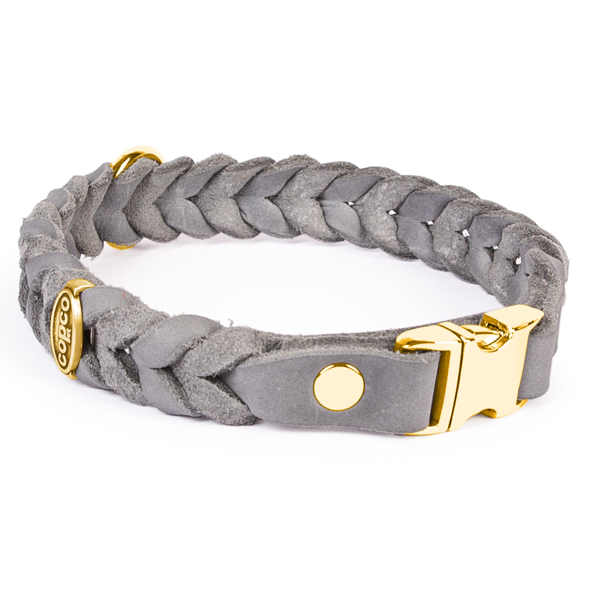 Lederhalsband Hund geflochten – Hundehalsband Leder mit Klickverschluss, handgefertigt