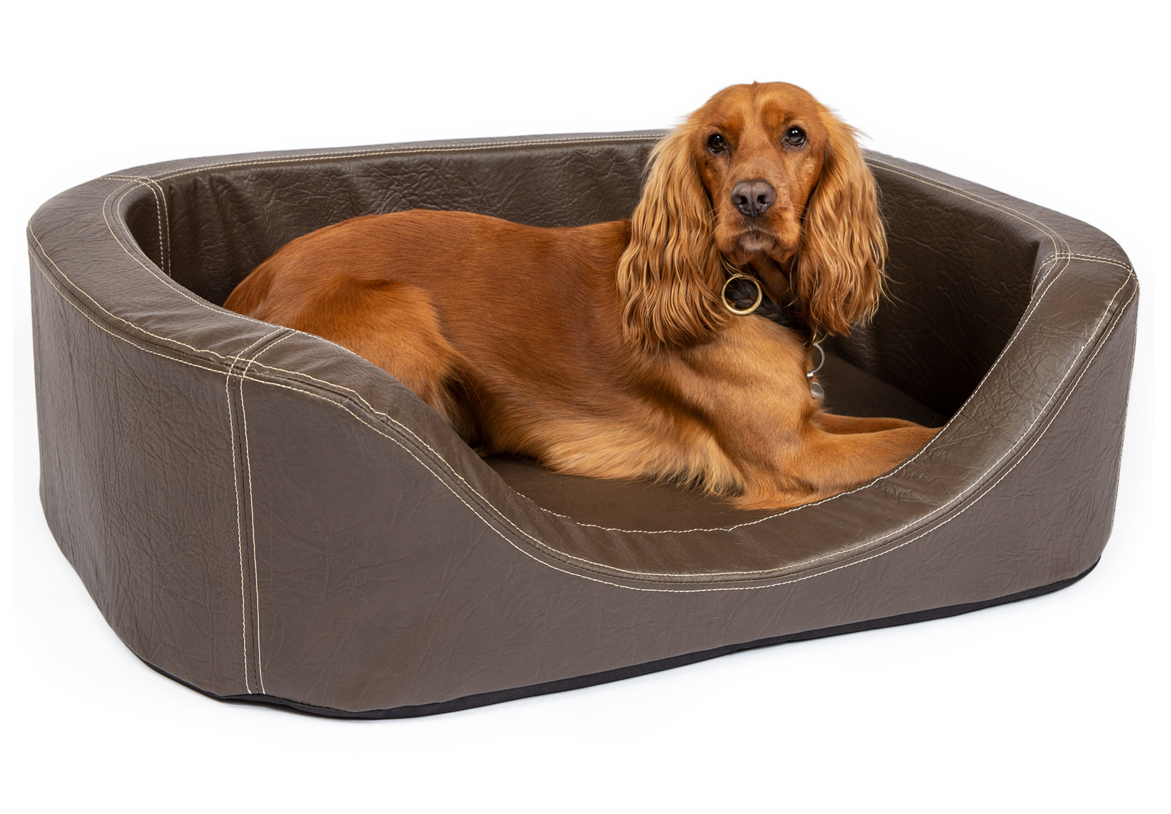 Orthopädisches Hundebett Stella – oval, Kunstleder Antik-Optik, rutschfest