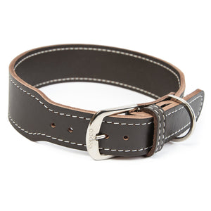 Lederhalsband Zoe – breites Fettlederhalsband, schlicht & zeitlos mit Dornschnalle
