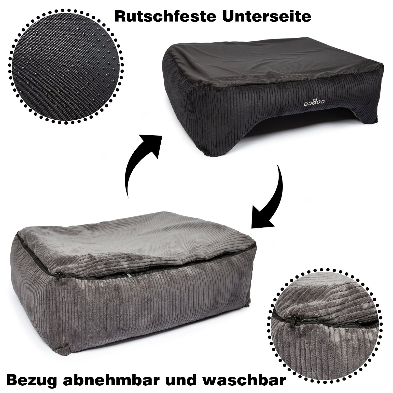 Orthopädisches Hundebett Kyra – Cord, waschbar & kuschelig für kleine & große Hunde