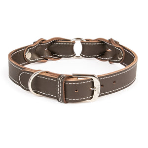 Hundehalsband Heidi – breites Lederhalsband mit Dornschnalle