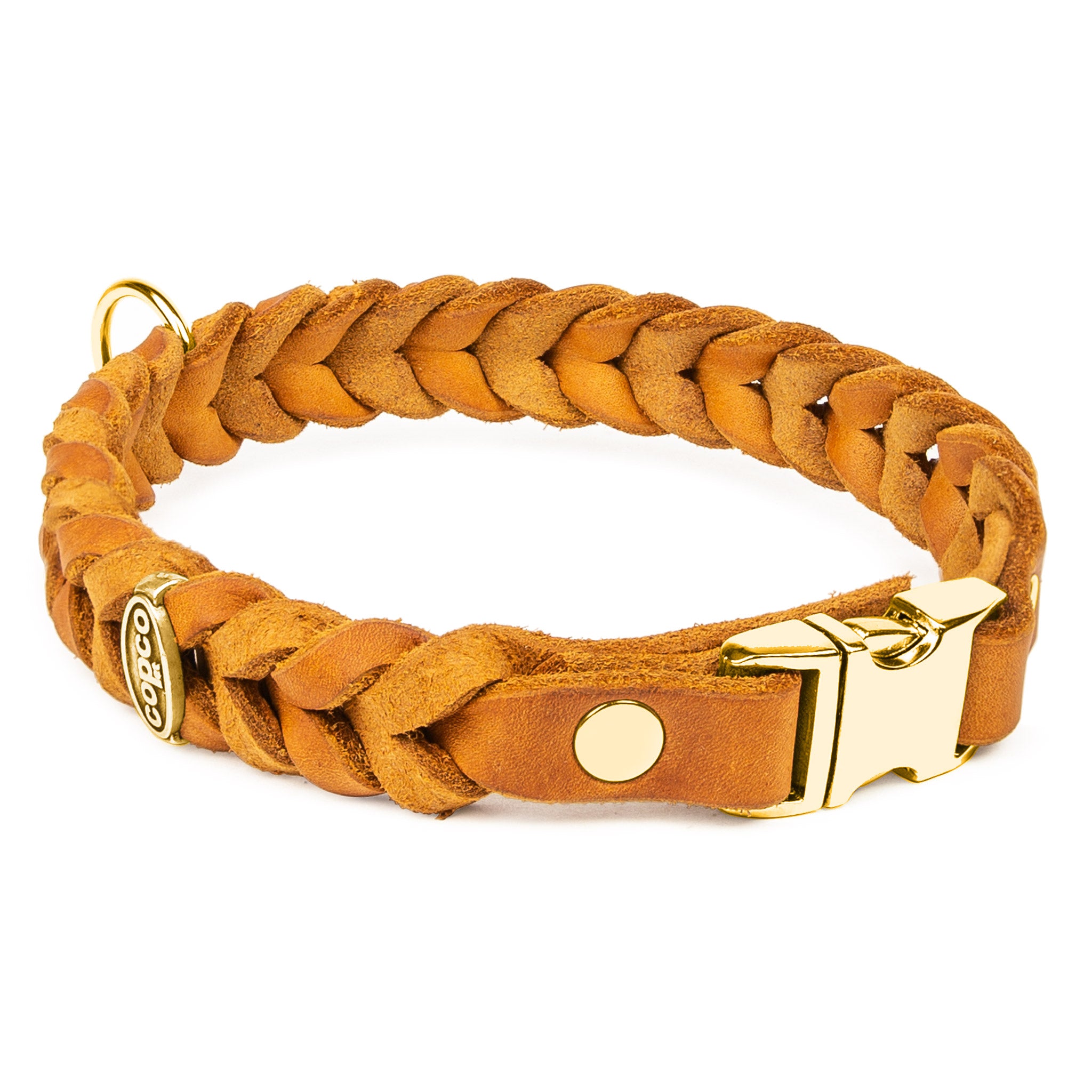 Lederhalsband Hund geflochten – Hundehalsband Leder mit Klickverschluss, handgefertigt
