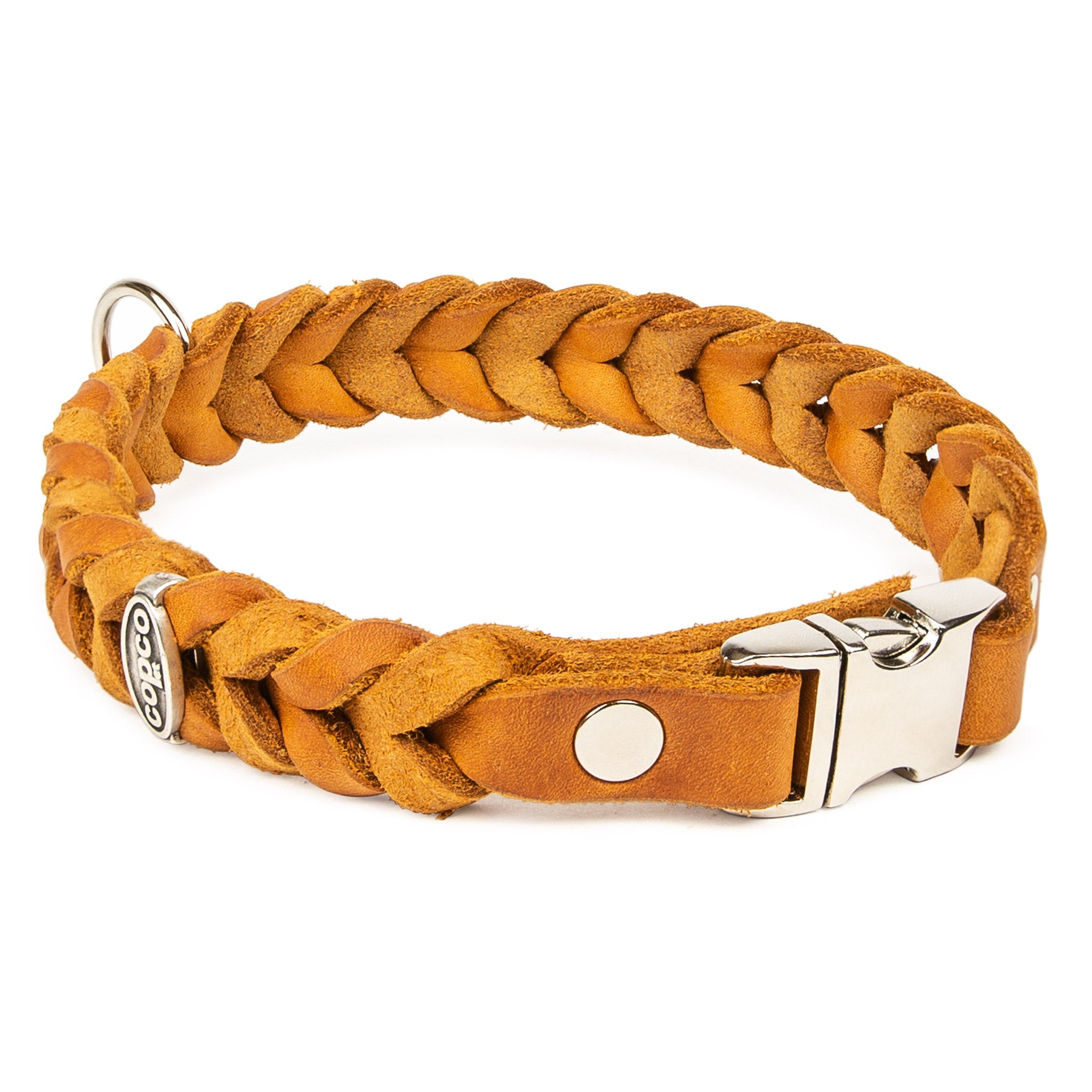 Lederhalsband Hund geflochten – Hundehalsband Leder mit Klickverschluss, handgefertigt