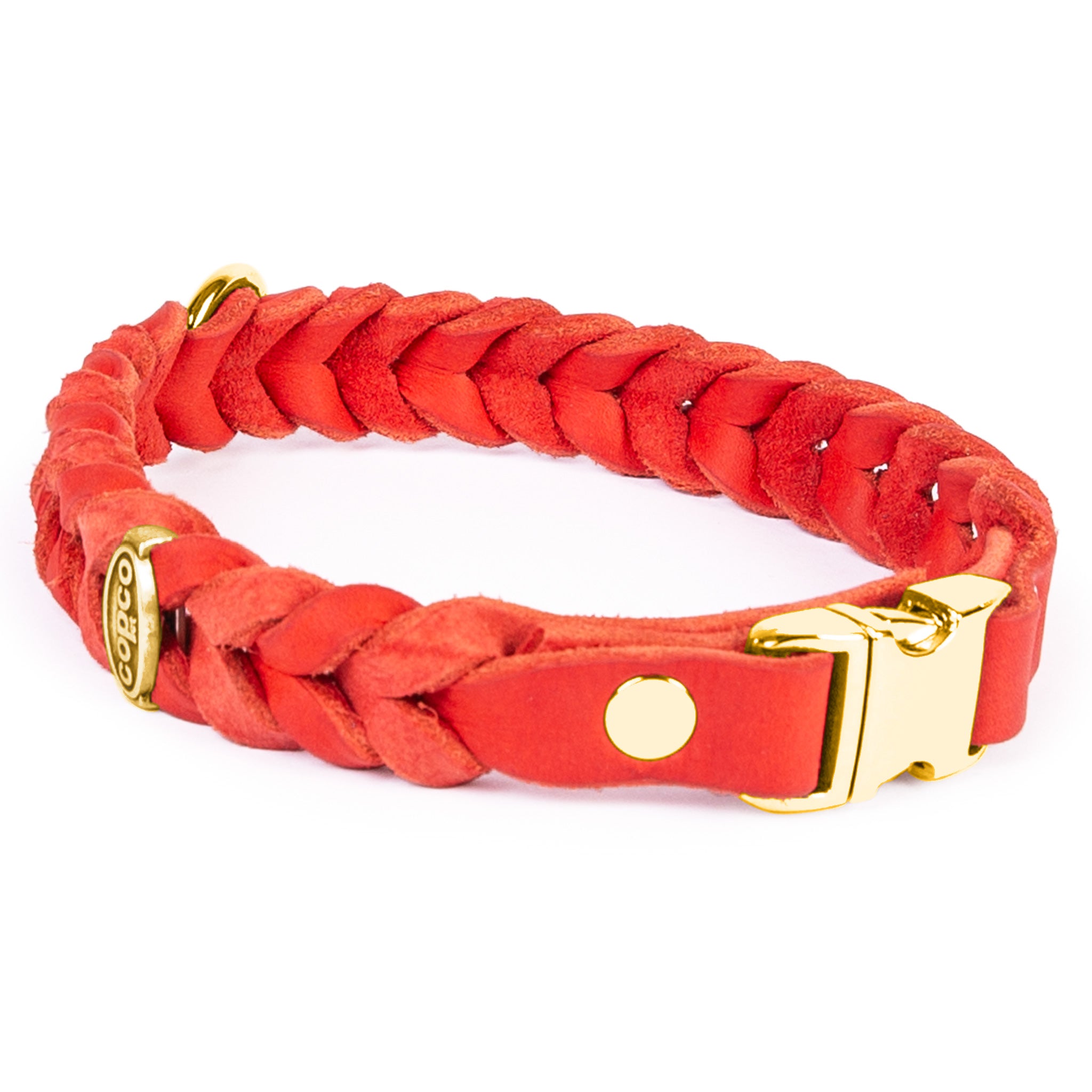Lederhalsband Hund geflochten – Hundehalsband Leder mit Klickverschluss, handgefertigt