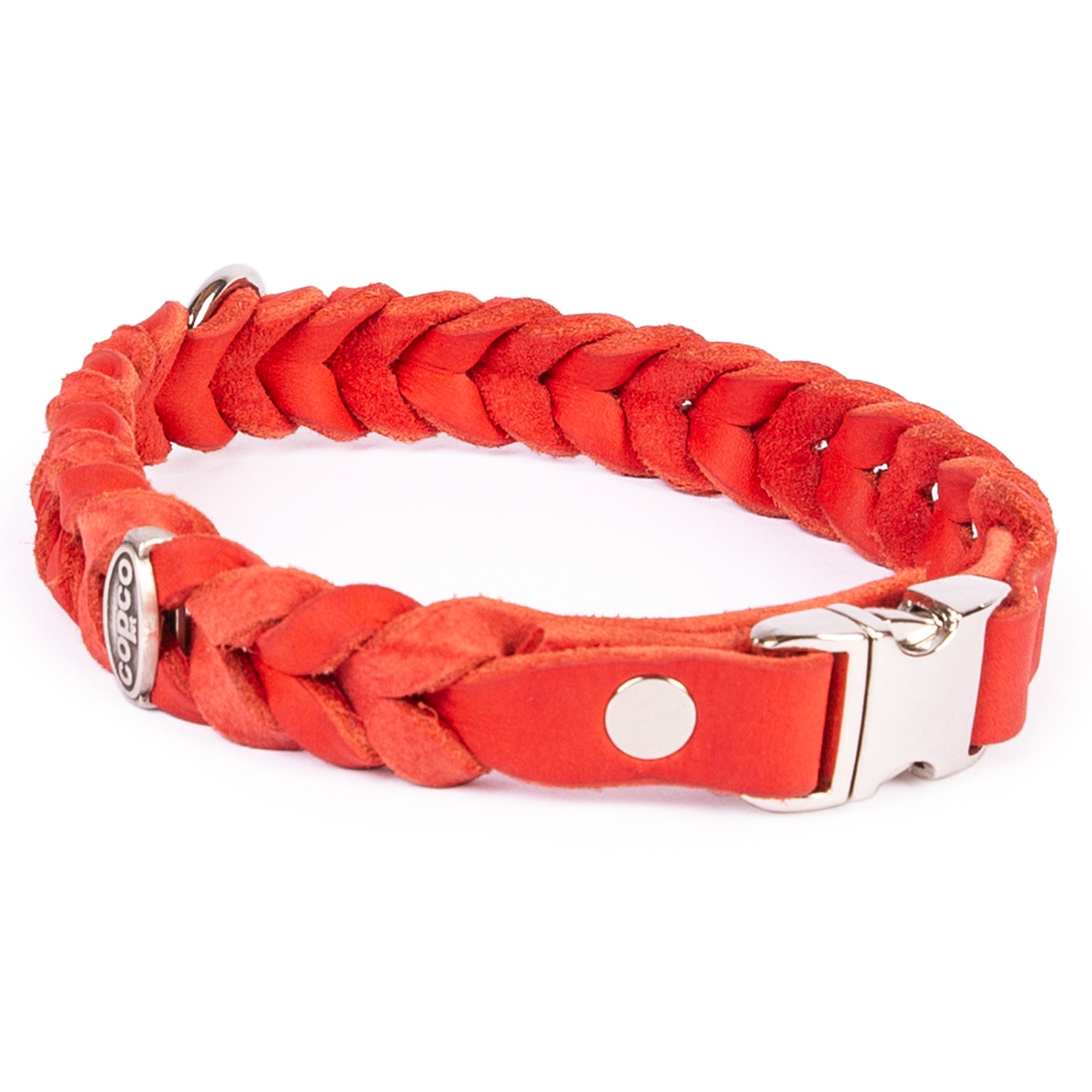 Lederhalsband Hund geflochten – Hundehalsband Leder mit Klickverschluss, handgefertigt
