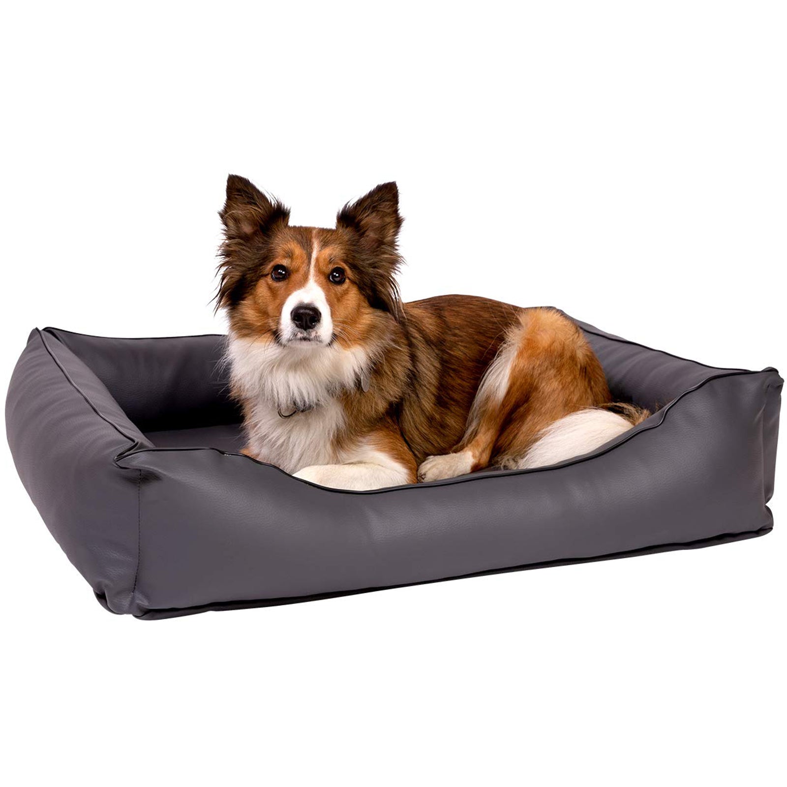 Orthopädisches Hundebett Kunstleder Paco, waschbar & ideal für große Hunde