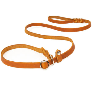 Retrieverleine Leder – Agilityleine mit Zugstopp & integrierter Halsung