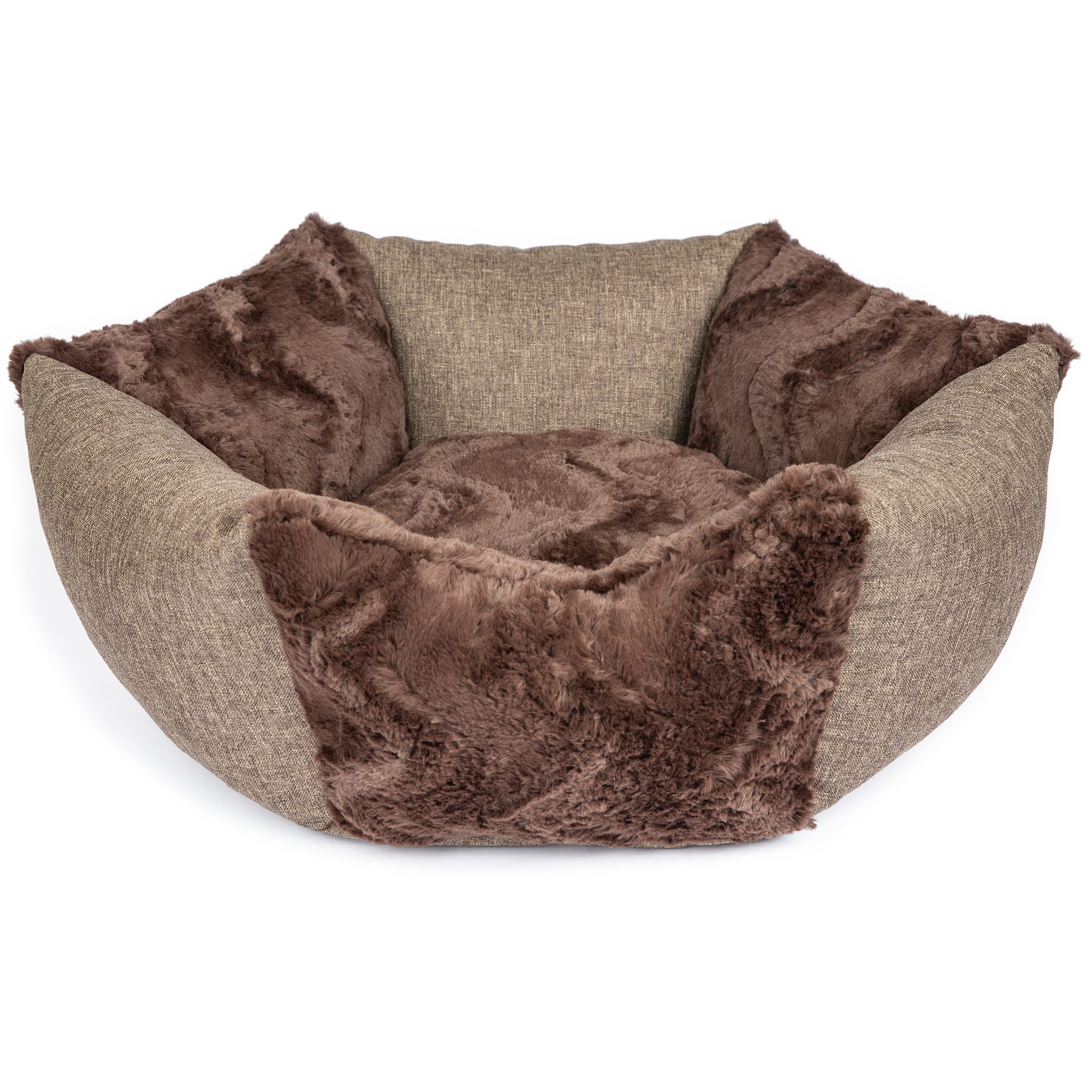 Hundekörbchen Sunny – rundes kuscheliges Hundebett für kleine Hunde aus Mikrofaser, waschbar & rutschfest