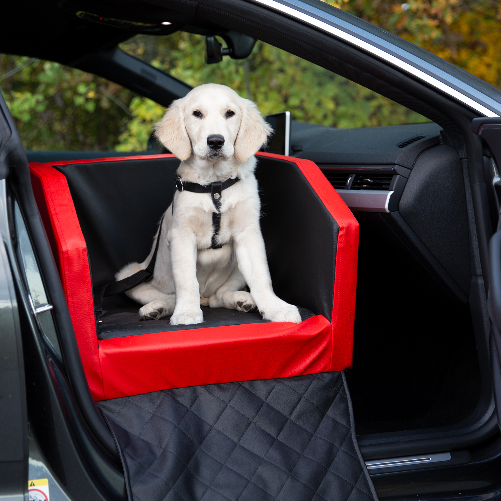 CopcoPet Autohundebett Vordersitz 55 x 55 x 38 cm Mocca Orthopädisch