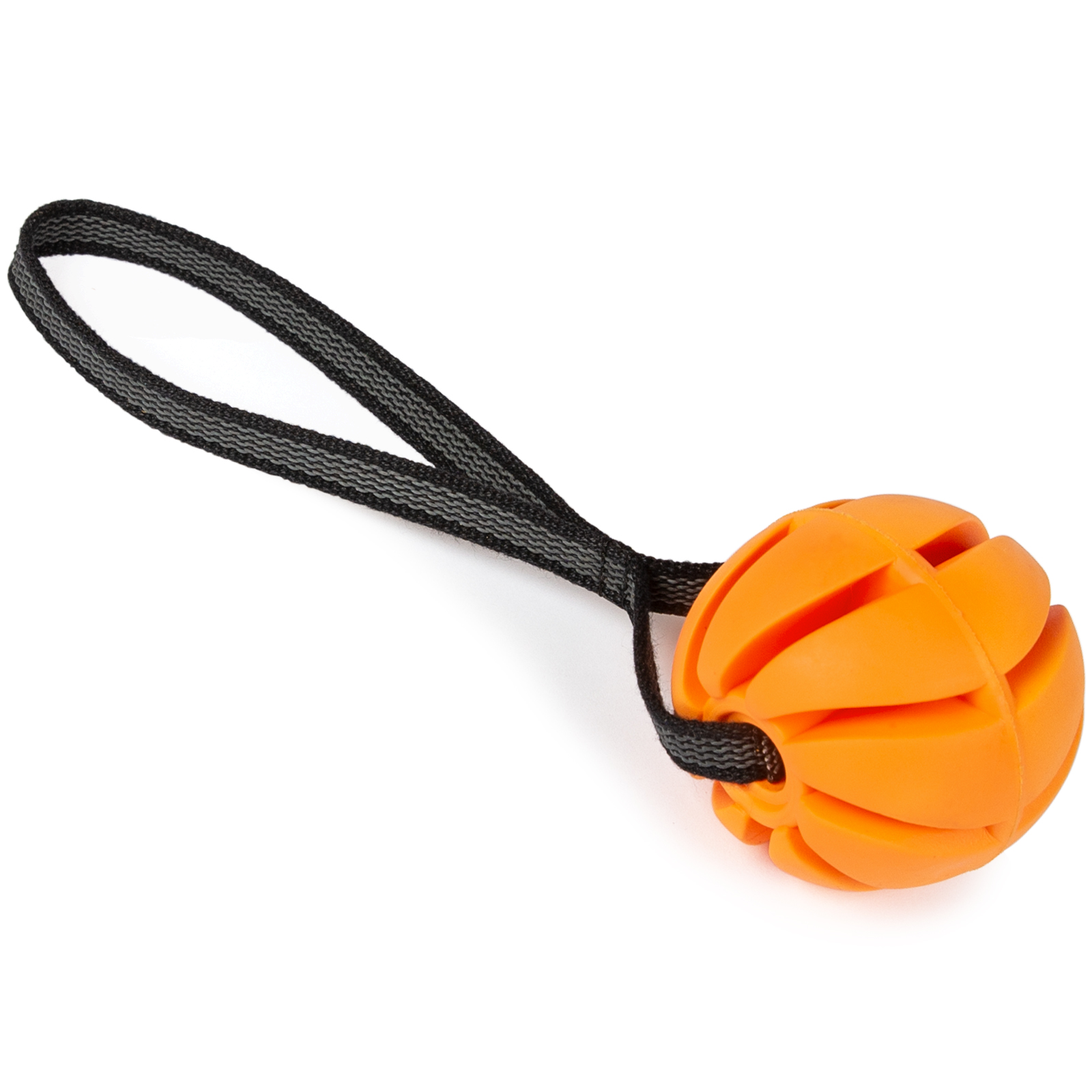 CopcoPet - hundeballspirale mit gummierter Handschlaufe Gr.: 7 cm Ø Orange