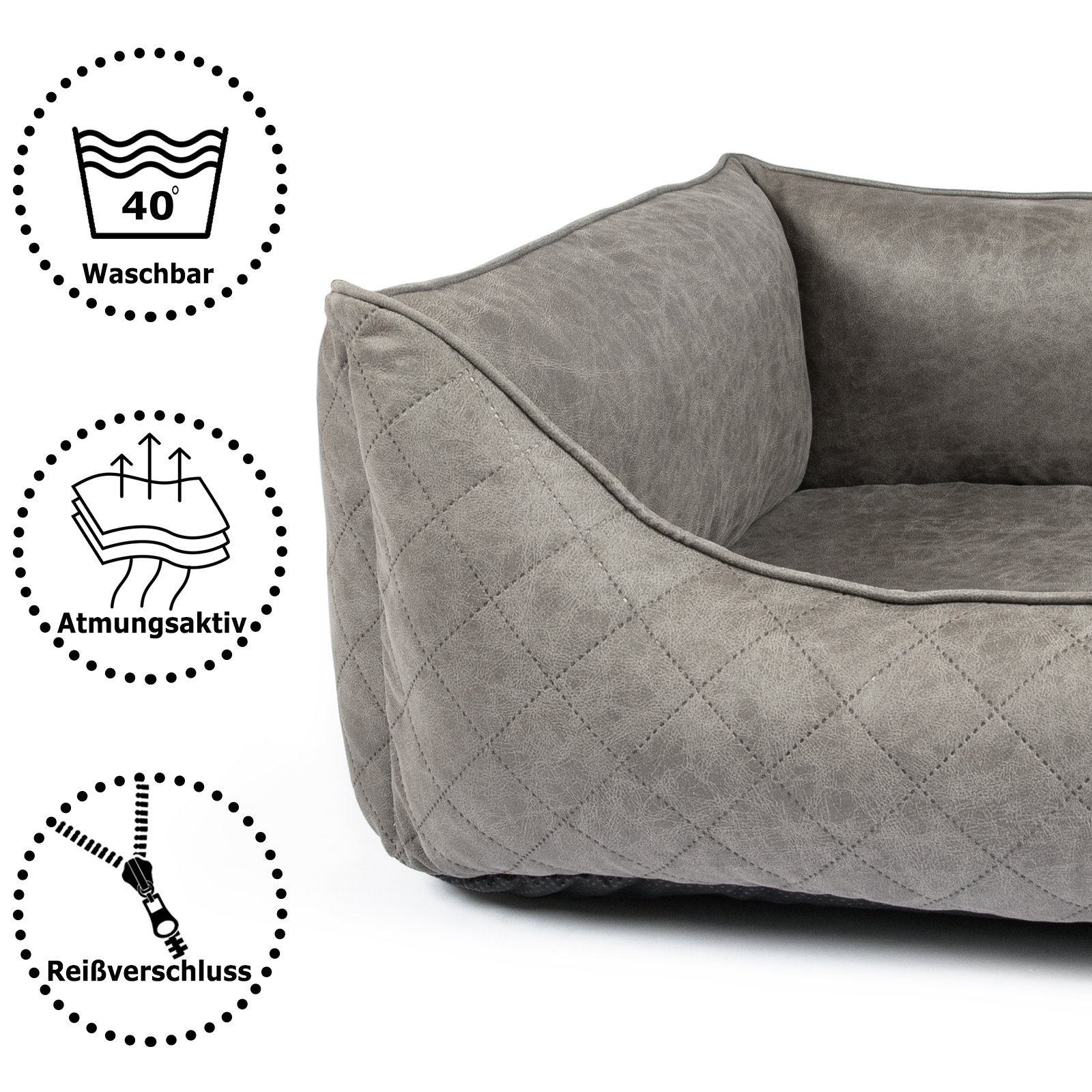 CopcoPet Hundebett Hugo Grau XL ca. 110 x 90 cm Visco (orthopädisch)