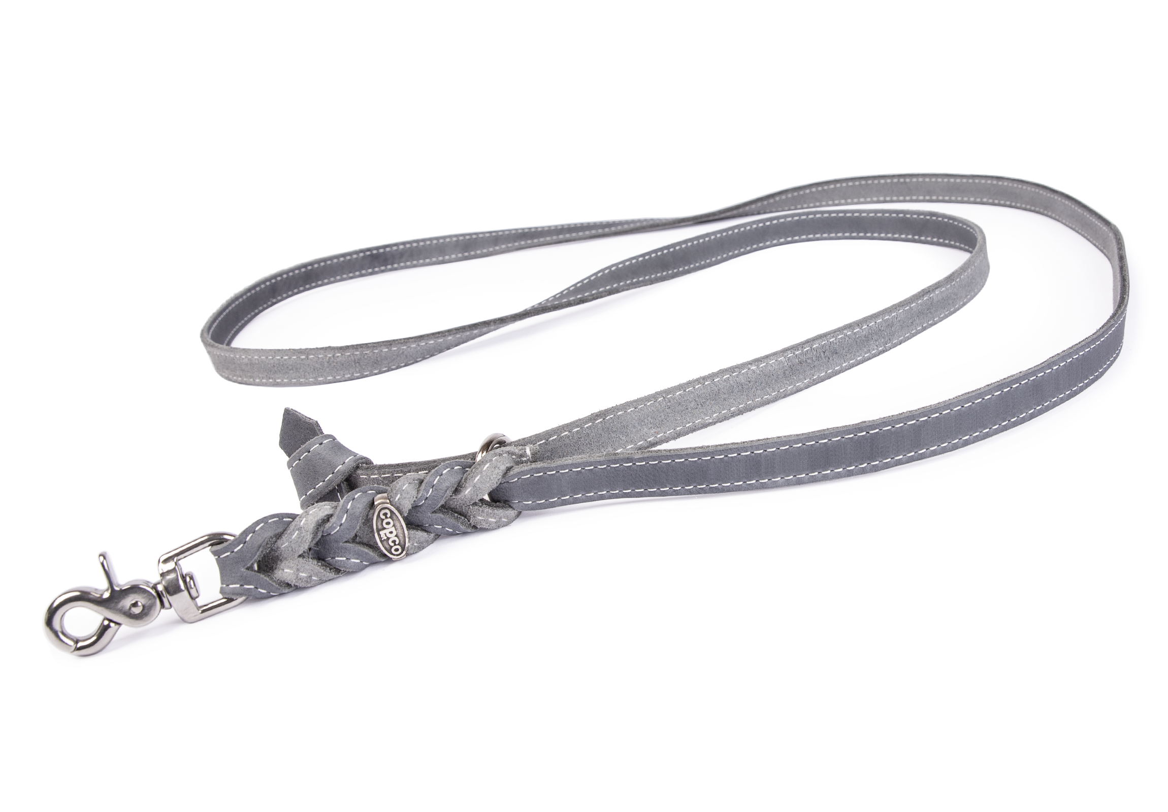 CopcoPet Hundeleine Cezar Grau Schnapphaken Edelstahl 2,40 m x 18 mm