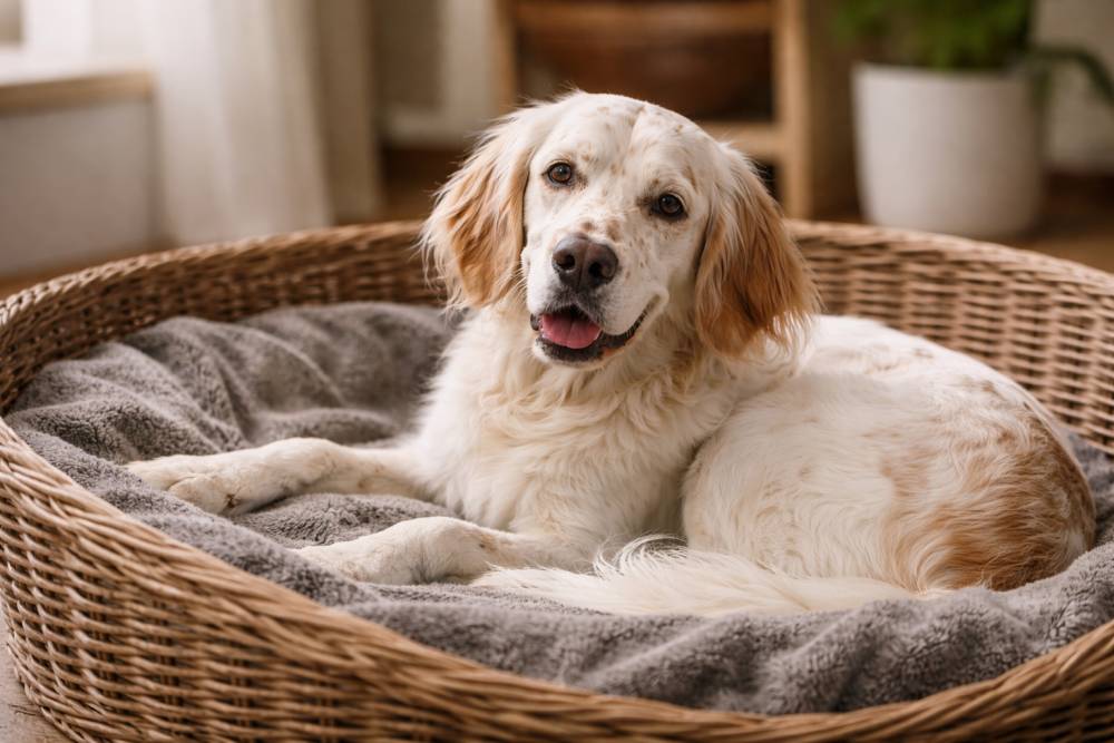 Hund ruht an einem Rückzugsort