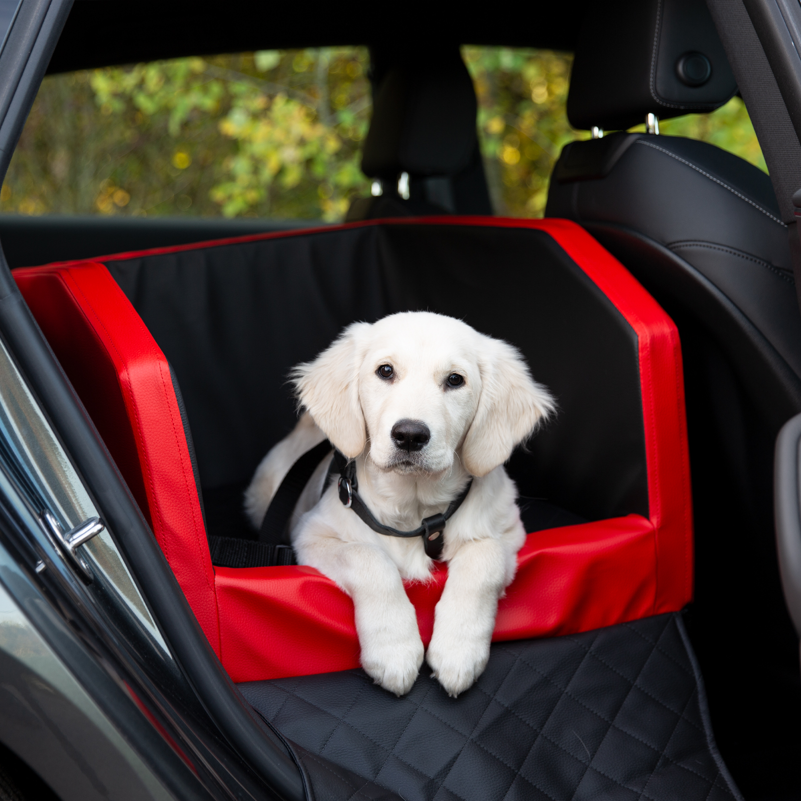 CopcoPet Autohundebett Vordersitz 55 x 55 x 38 cm Rot-Schwarz
