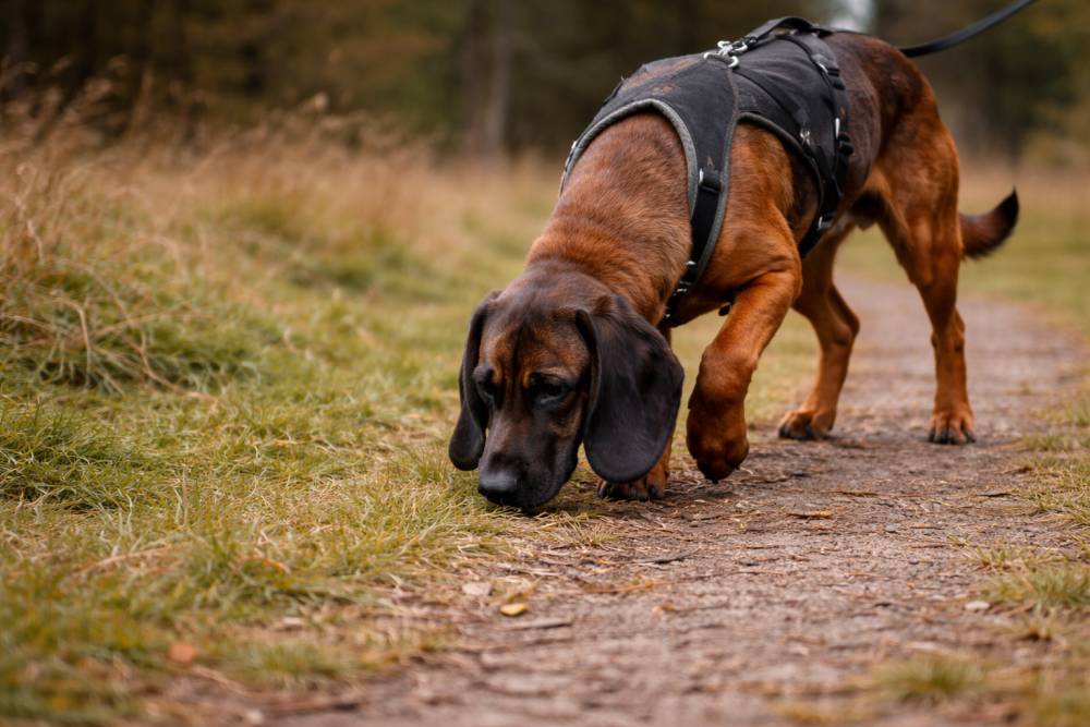 Hund bei der Fährtenarbeit