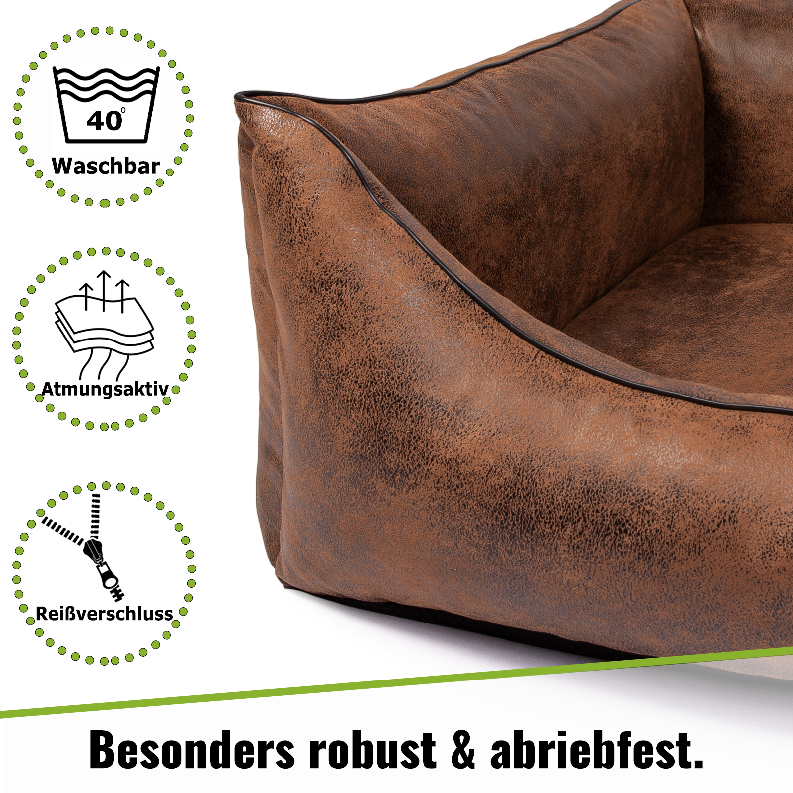 CopcoPet Hundebett Emma Antik Braun M ca. 70 x 55 cm Schaumstoff-Kissen