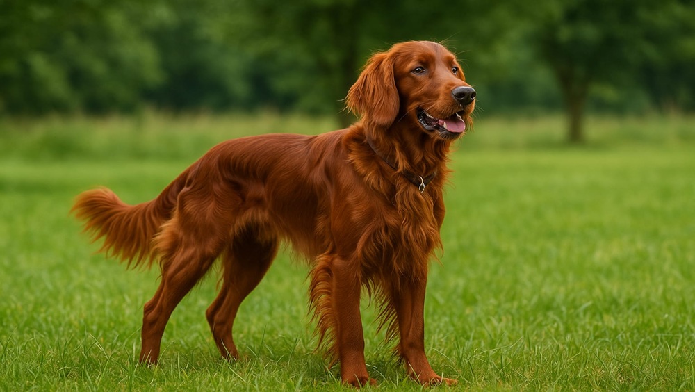 Irish Setter auf einer Wiese