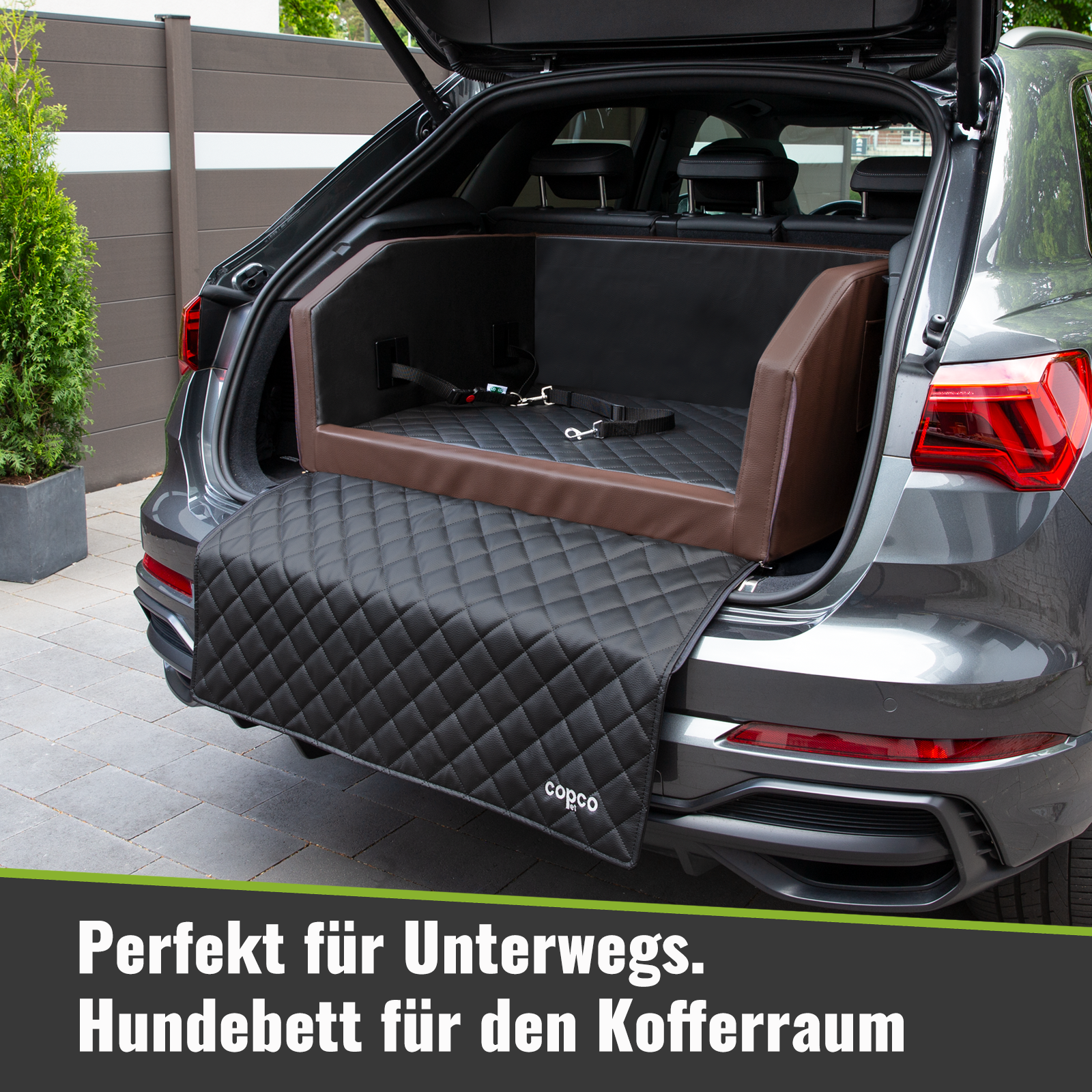 Travel Bed Hunde Reisebett Braun/Schwarz 110 x 90 cm mit Gurtsystem Viscoschaumstoff