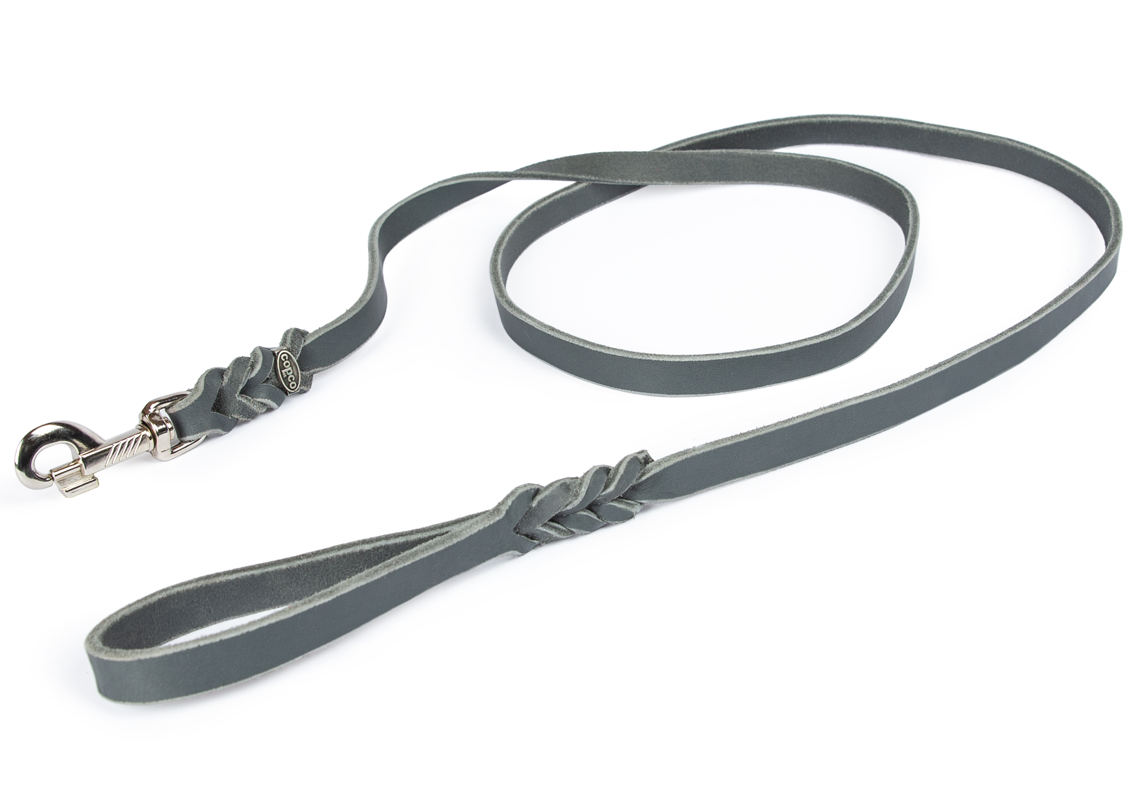Fettlederleine mit Handschlaufe verchromt Grau 1 m x 8 mm