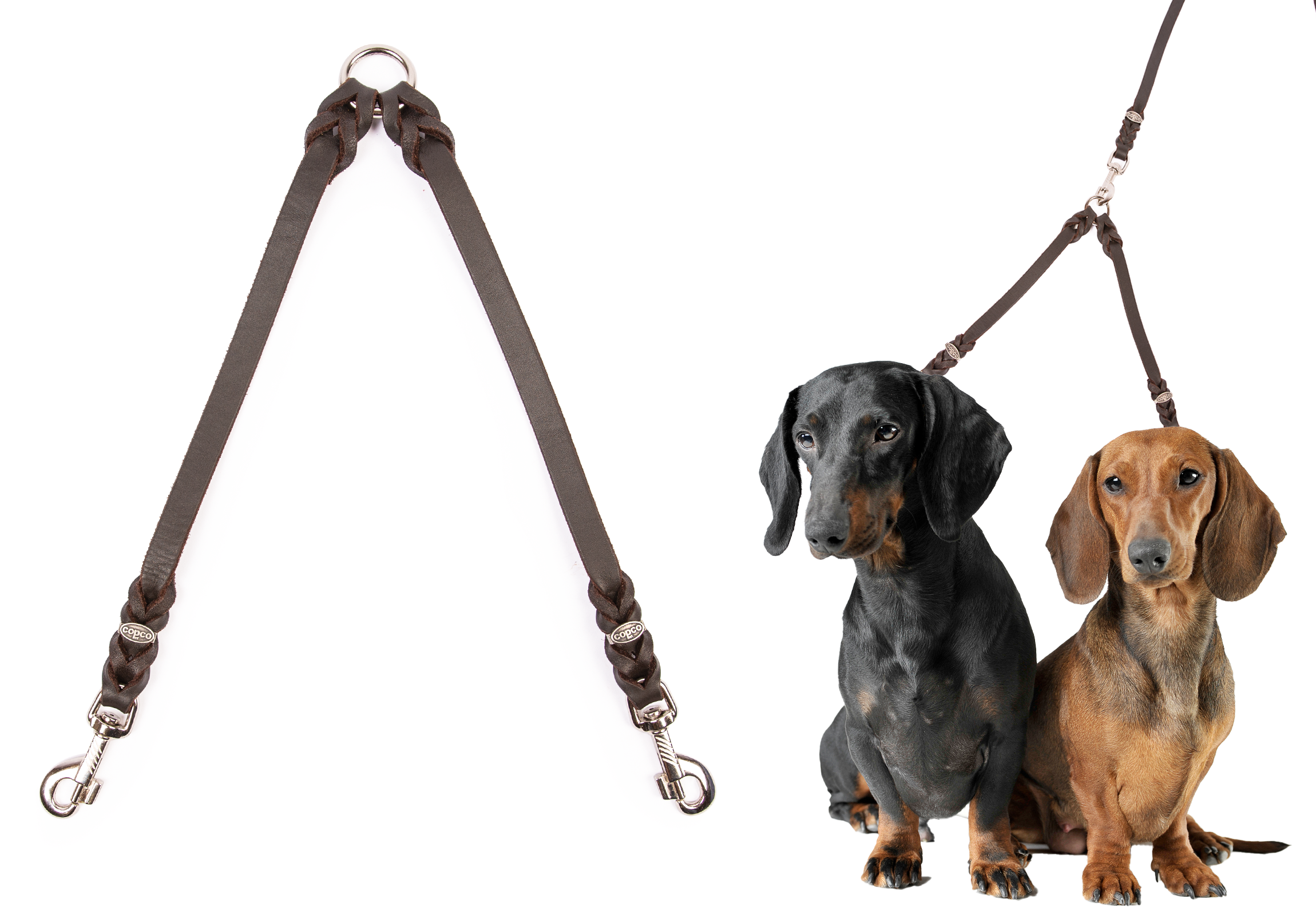 Koppel mit 2 Karabiner aus Fettleder