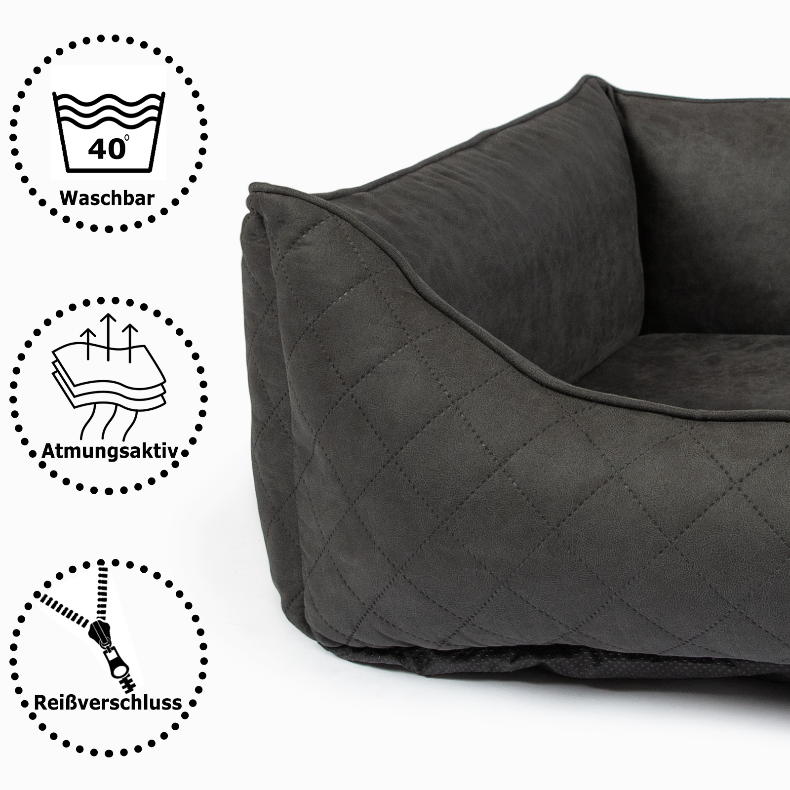 CopcoPet Hundebett Hugo Schwarz XL ca. 110 x 90 cm Visco (orthopädisch)
