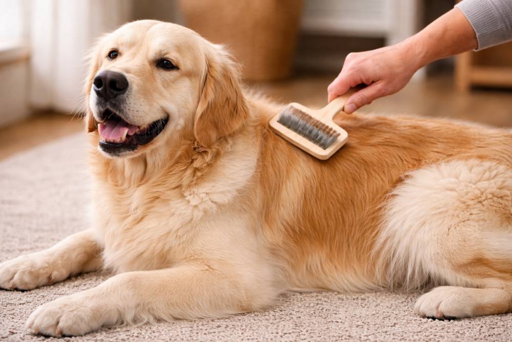 Hund wird gebürstet