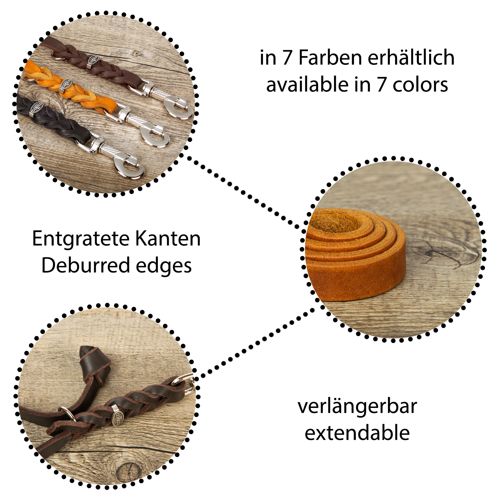 Fettleder Kurzführer, Führleine, Kurzleine