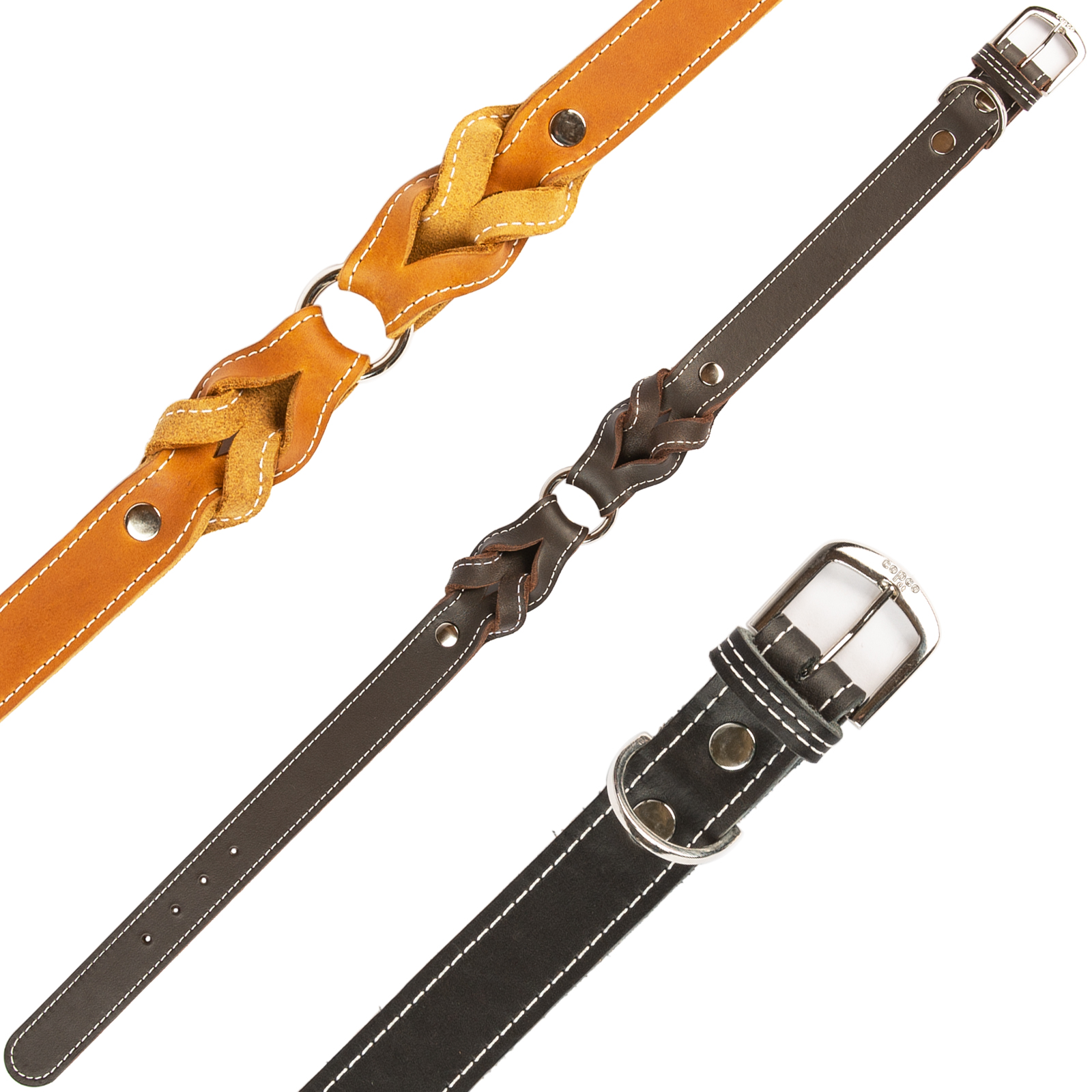 Hundehalsband - Heidi - Messing ohne Naht Schwarz 35-40 cm 30 mm