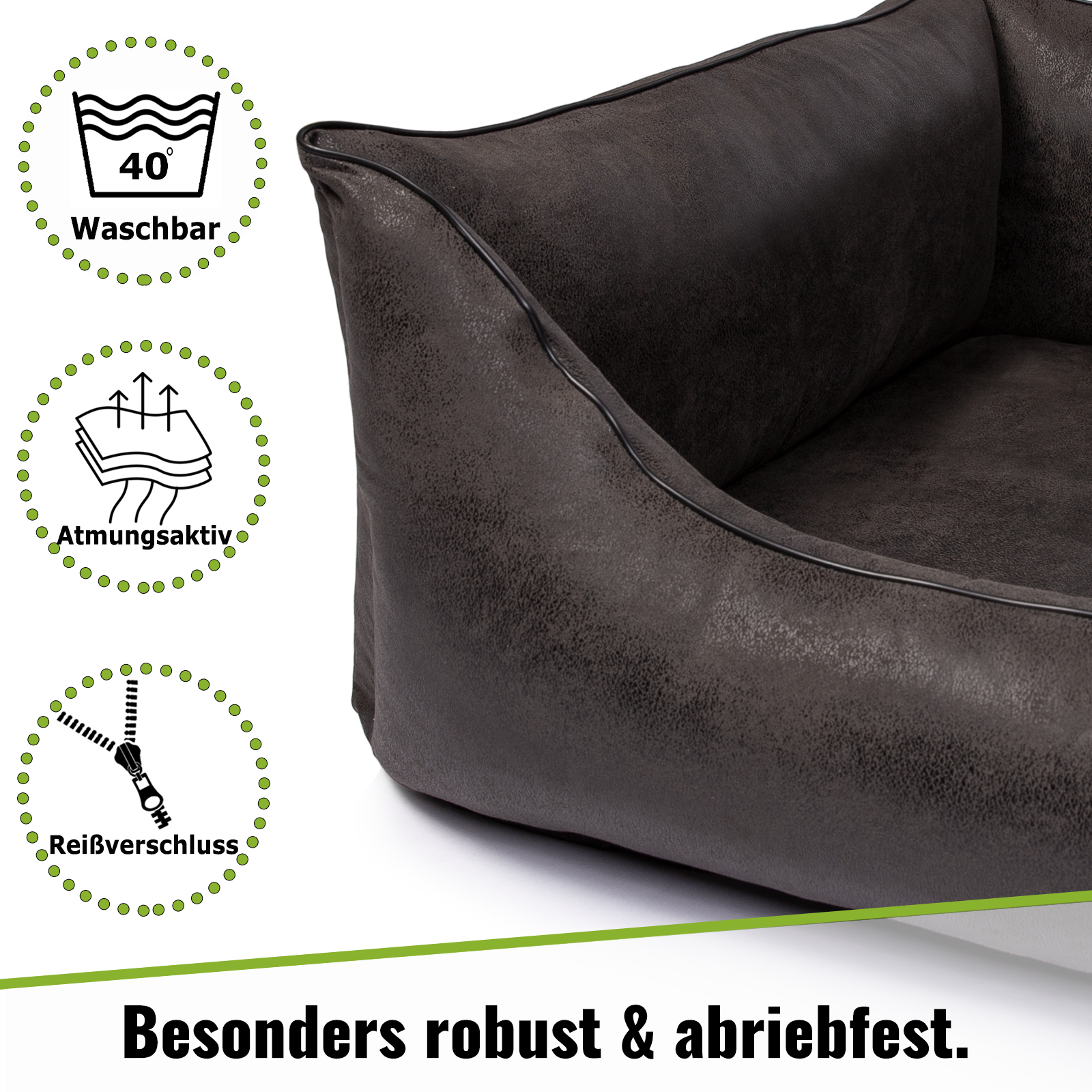 CopcoPet Hundebett Emma Antik Schwarz XXL ca. 125 x 100 cm Visco (orthopädisch)