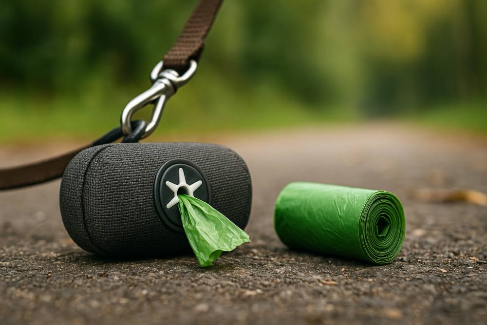 Kotbeutel und Spender im Freien