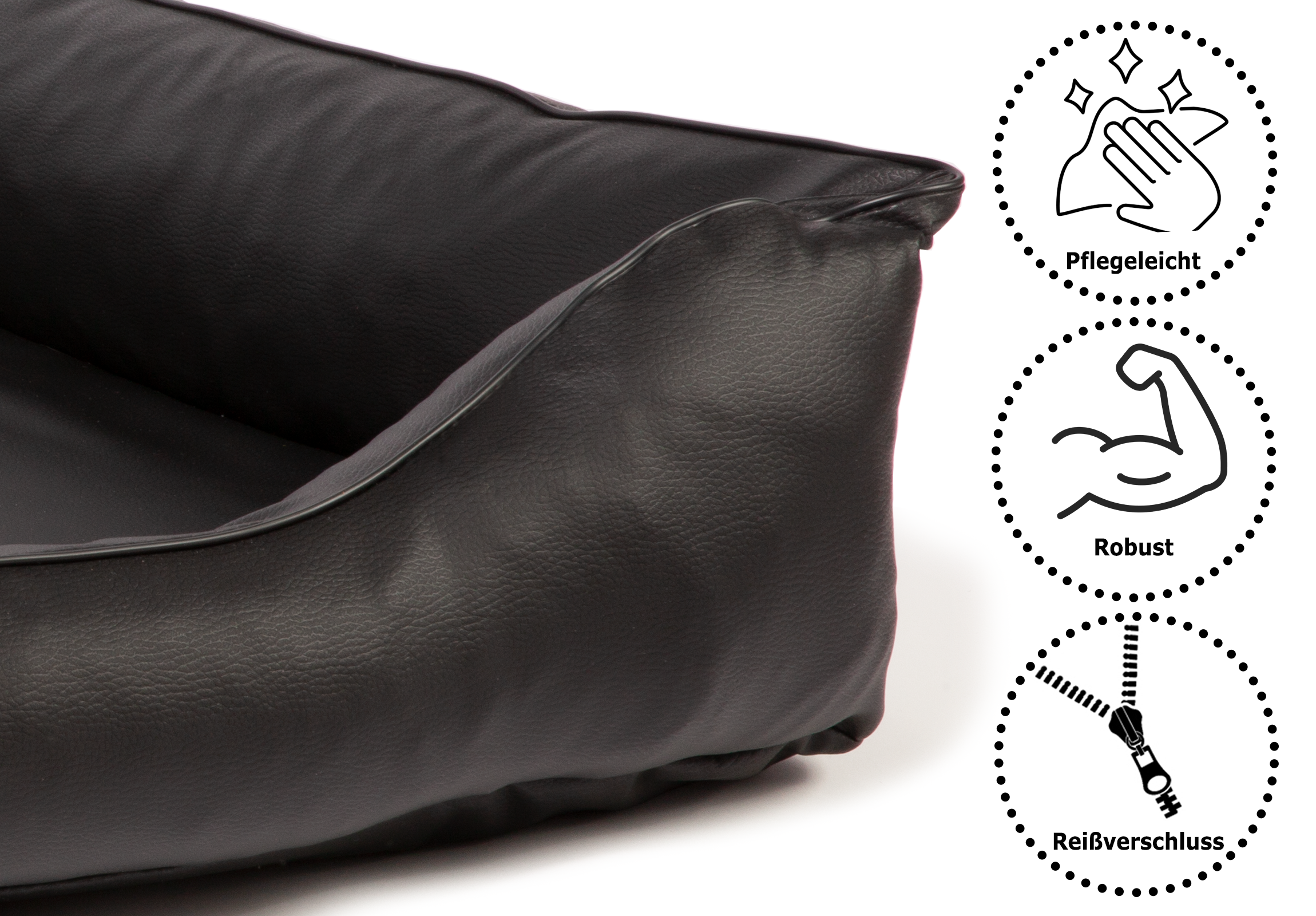 CopcoPet Paco Hundebett Schwarz XXL - 125 x 90 cm Schaumstoff - Kissen