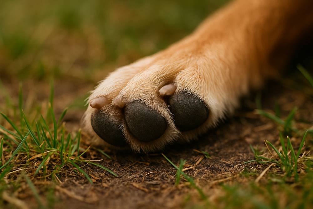 Hunde-Pfote in Nahaufnahme