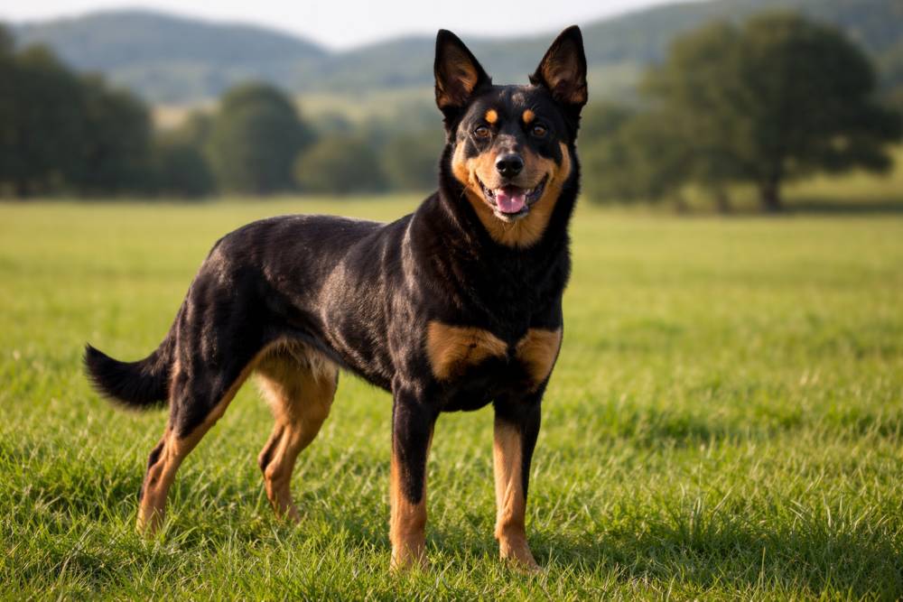 Australian Kelpie auf einer Wiese