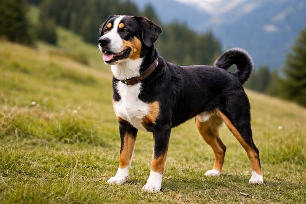 Entlebucher Sennenhund im Freien