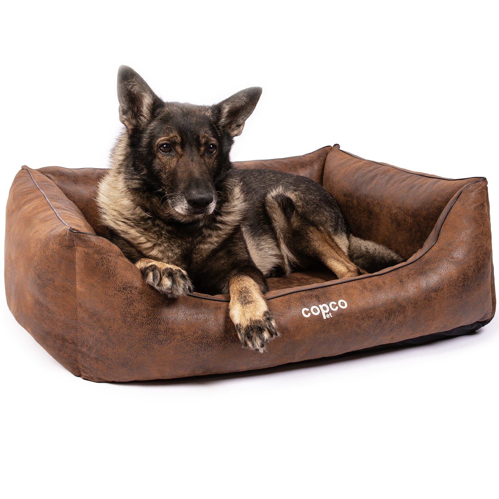 CopcoPet Hundebett Emma Antik Braun M ca. 70 x 55 cm Schaumstoff-Kissen