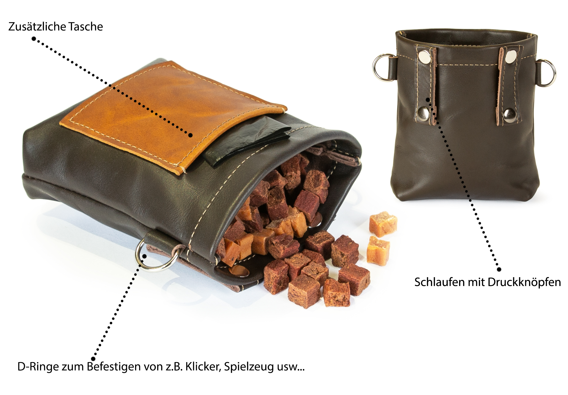Leckerlibeutel Leckerlitasche Futtertasche Futterbeutel Braun/Schwarz
