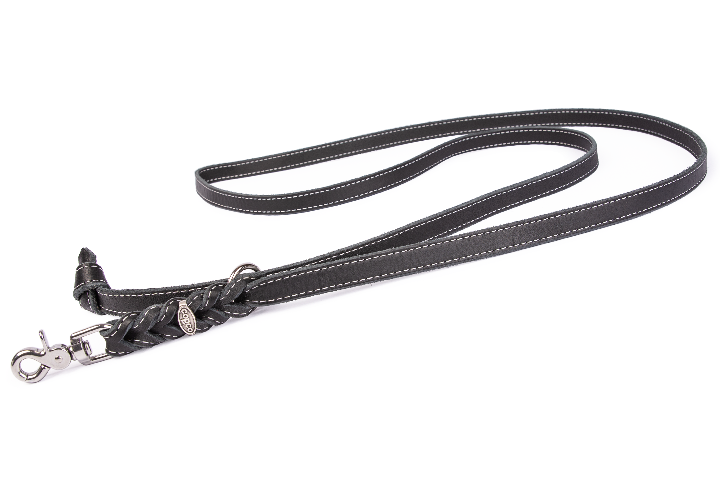 CopcoPet Hundeleine Cezar Schwarz Schnapphaken Edelstahl 1,10 m x 15 mm