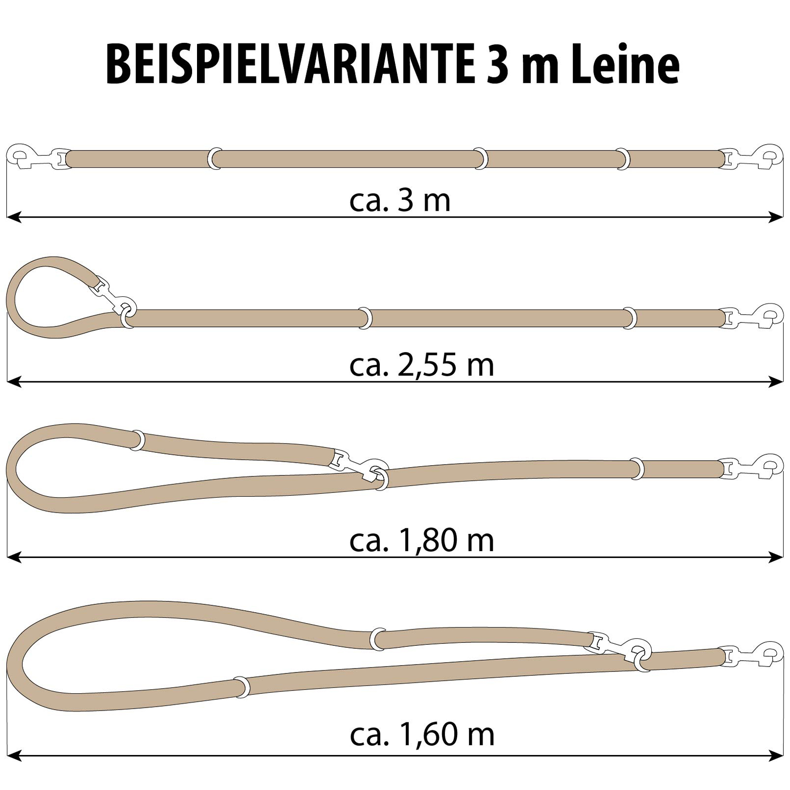 CopcoPet Fettlederleine 3fach verstellbar verchromt Rot 5 m x 20 mm