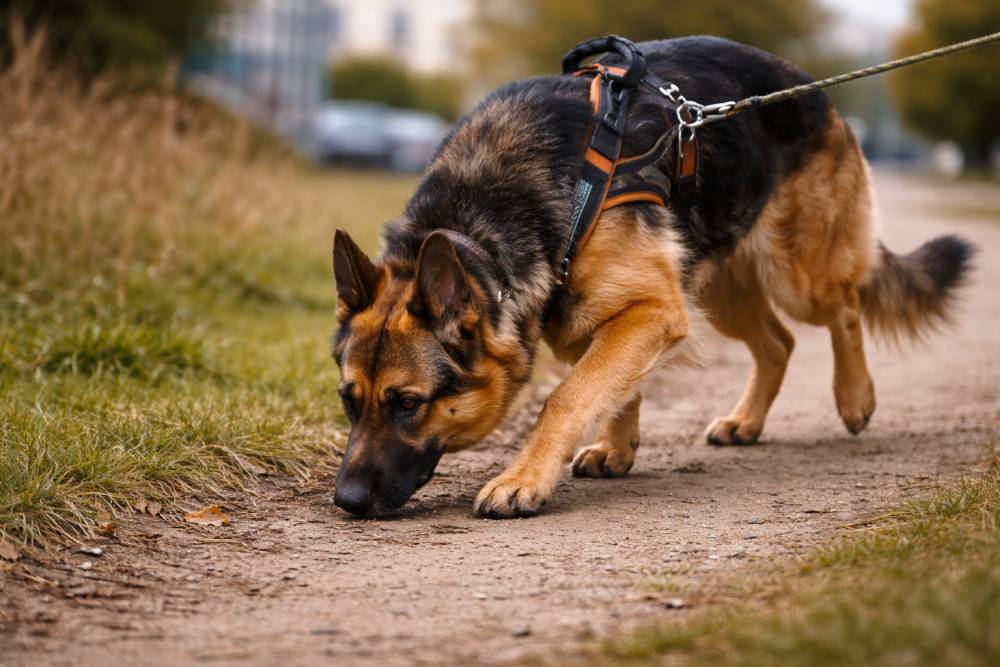 Hund beim Mantrailing