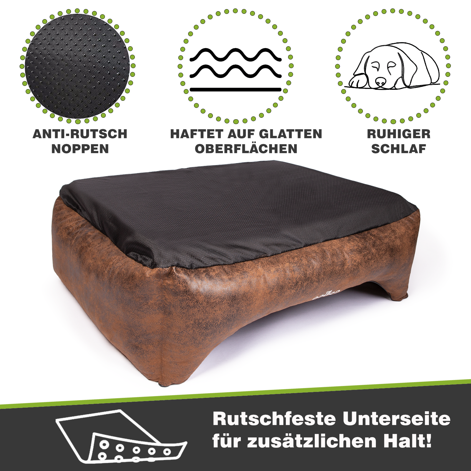 CopcoPet Hundebett Emma Antik Braun M ca. 70 x 55 cm Schaumstoff-Kissen