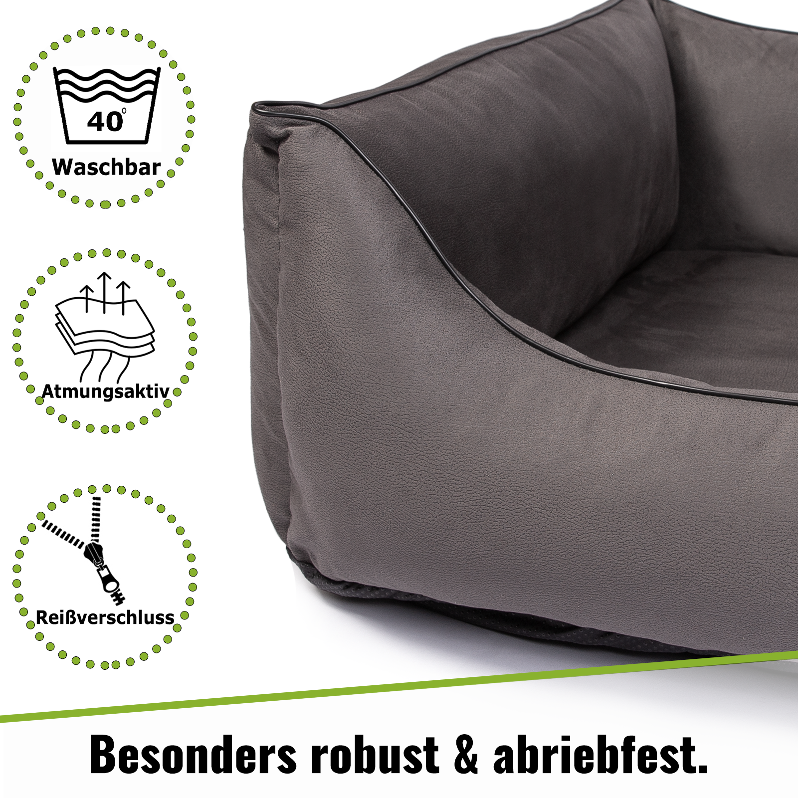 CopcoPet Hundebett Emma Antik Grau XXL ca. 125 x 100 cm Visco (orthopädisch)