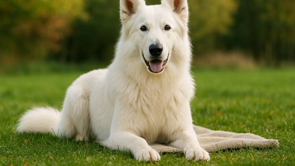 Hund liegt auf einer warmen Decke.