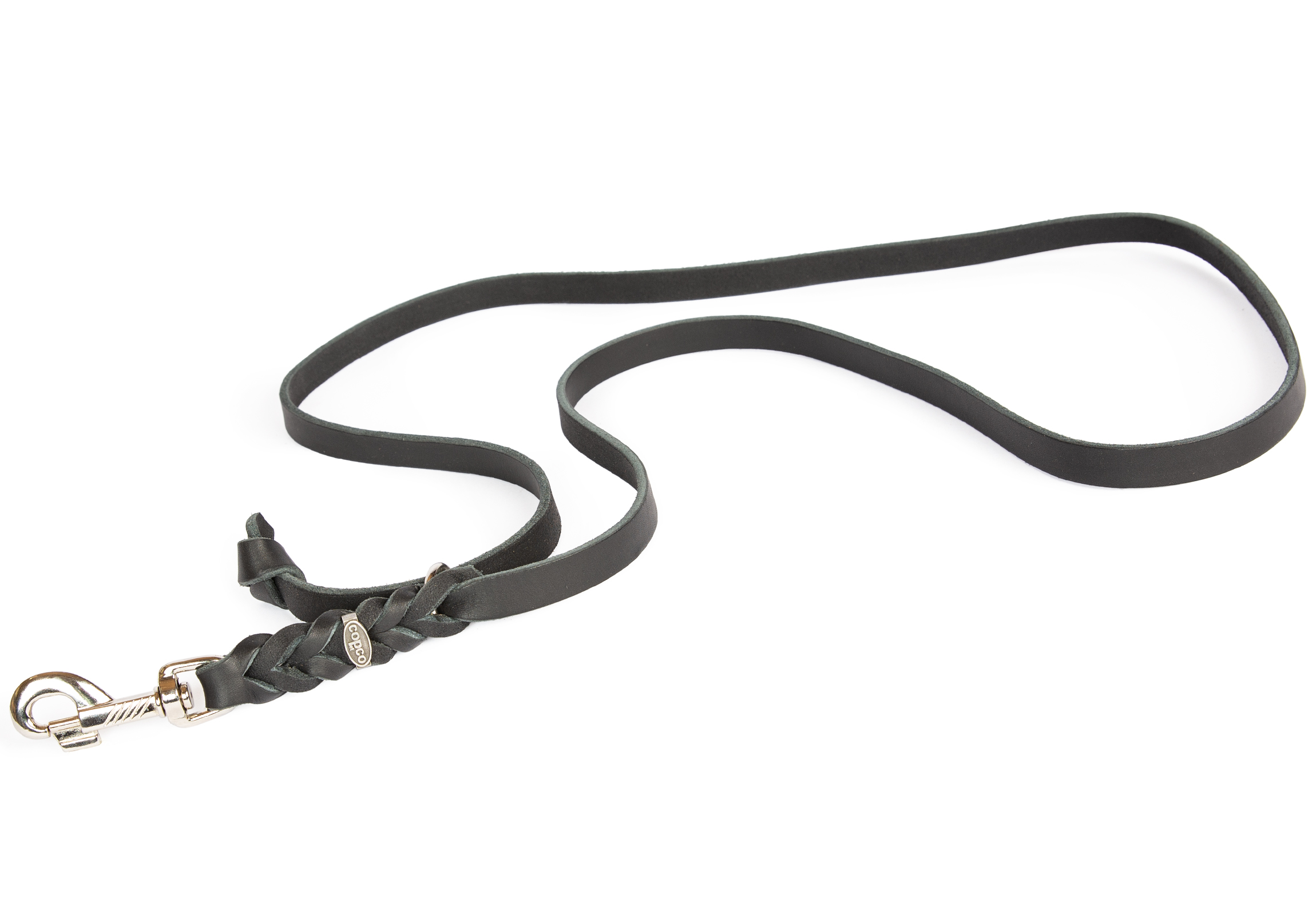 Fettlederleine - 3 in 1 Suchleine, mit große Handschlaufe Verchromt Schwarz 3 m x 10 mm