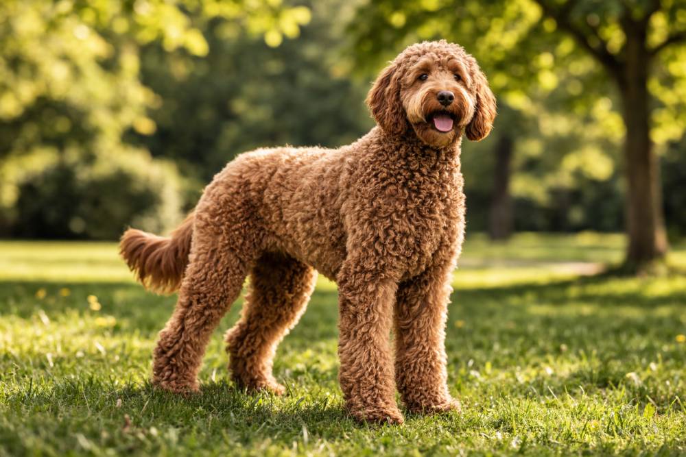 Labradoodle im Grünen